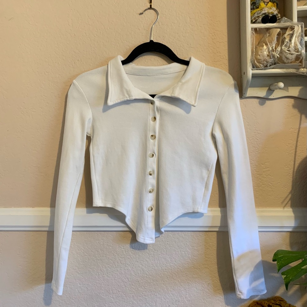 Women's White Button-Up Top